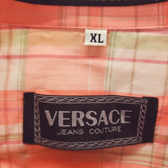 *RARE* Gianni Versace K2000 Plaid Shirt Mens XL Pink White - Picture 4 of 13